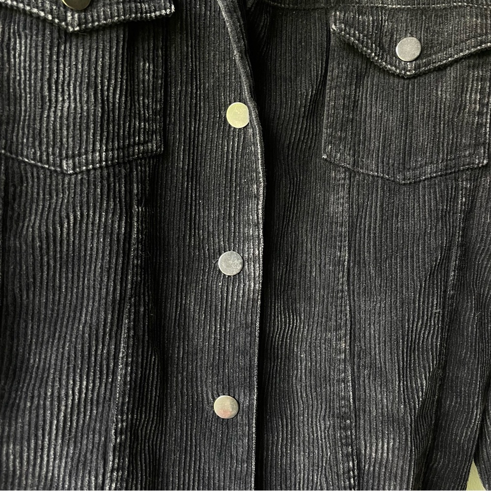 Pol Black Corduroy Frayed Edge Button Up Jacket 100% Cotton Size Large - Picture 5 of 8